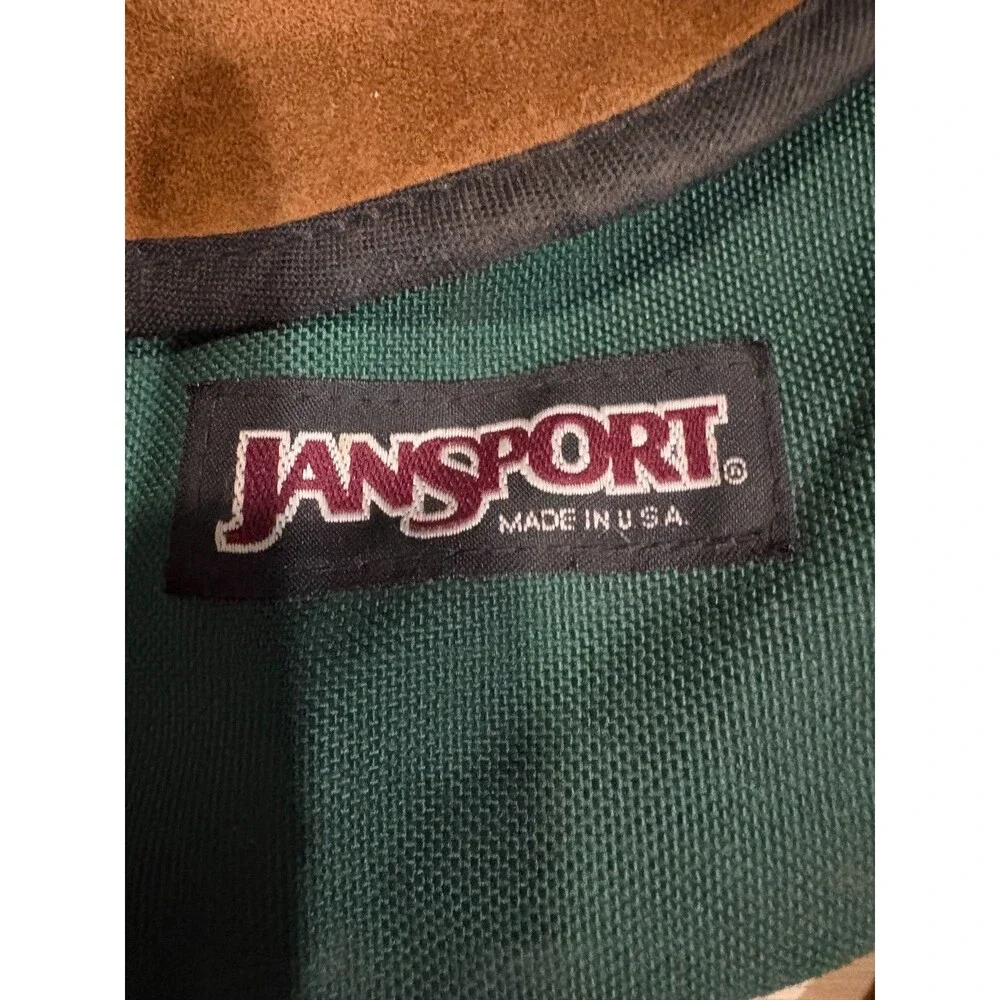 Jansport Messenger Bag Cross Body Floral Leather Green Made in USA 2 Pocket